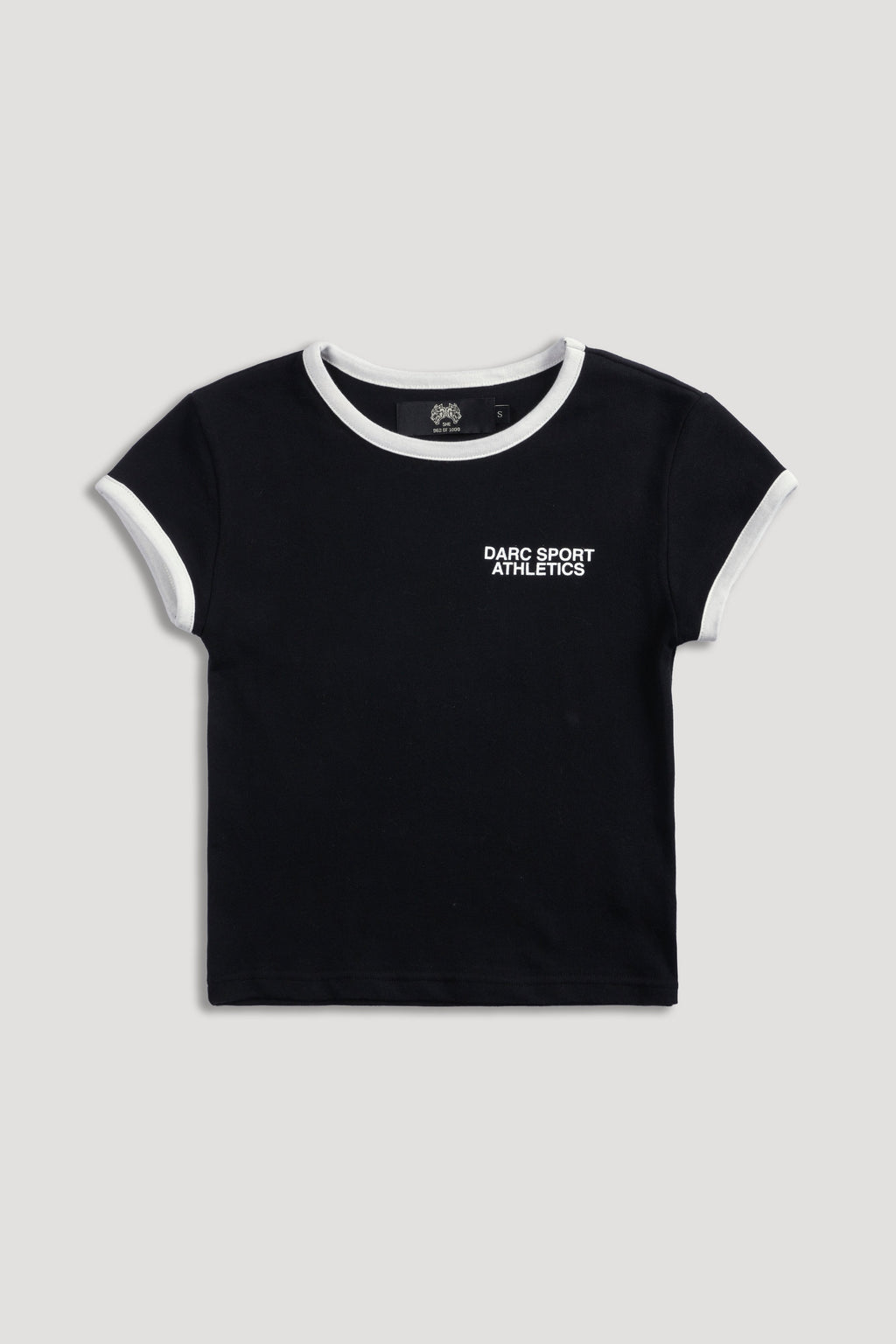 Darc Sport Athletics Ringer Baby Tee in Black/Cream — imagem 7