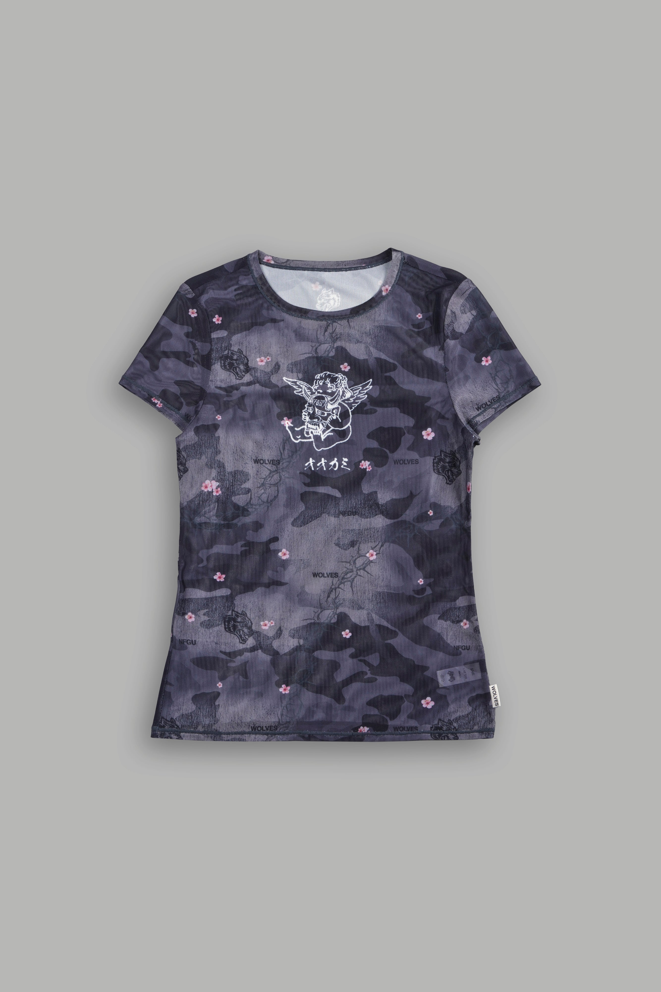 Oni Cherub Leah Mesh Ss Tee in Warrior In A Garden Black Camo — imagem 5