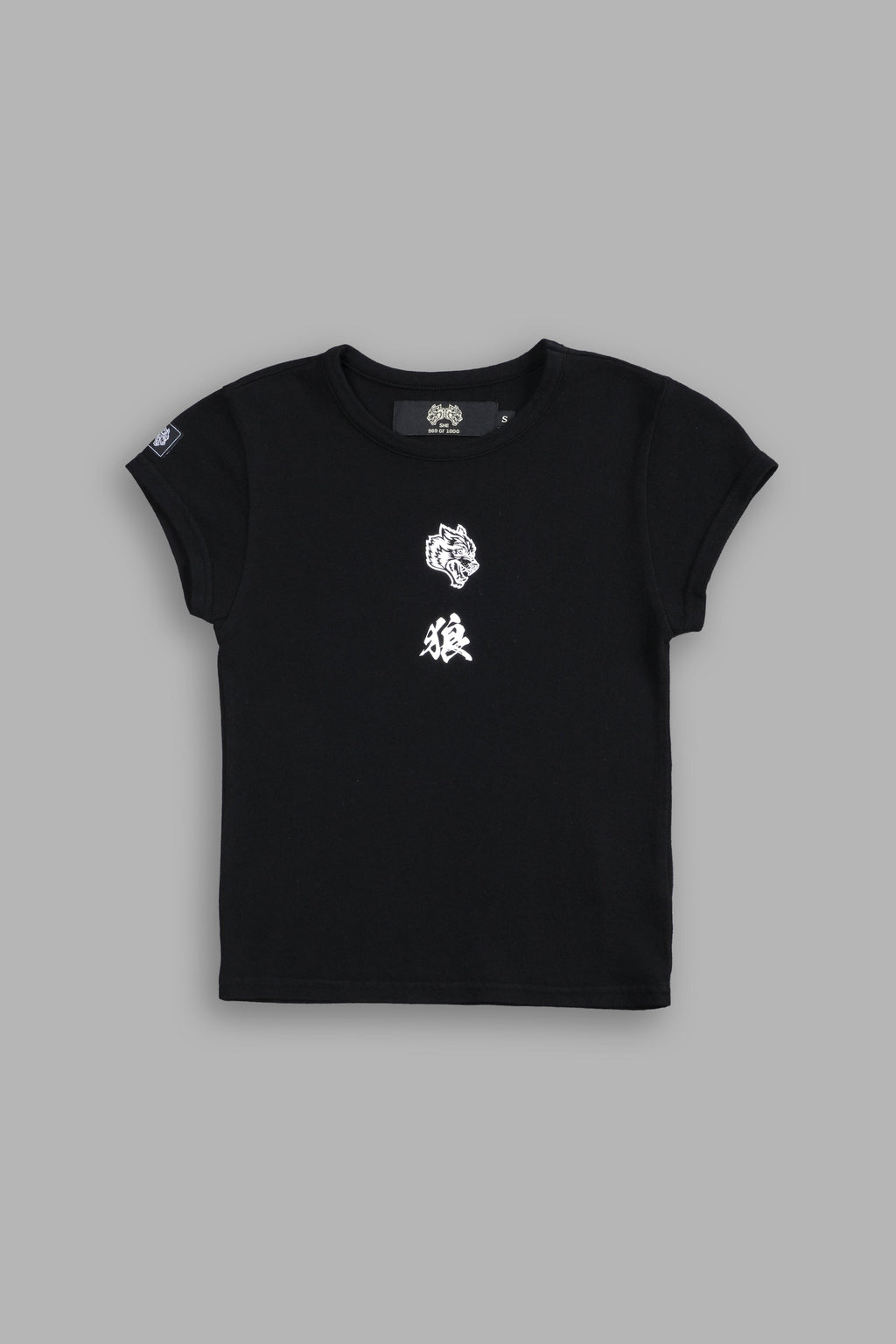Bushido Wolf Baby Tee in Black — imagem 3
