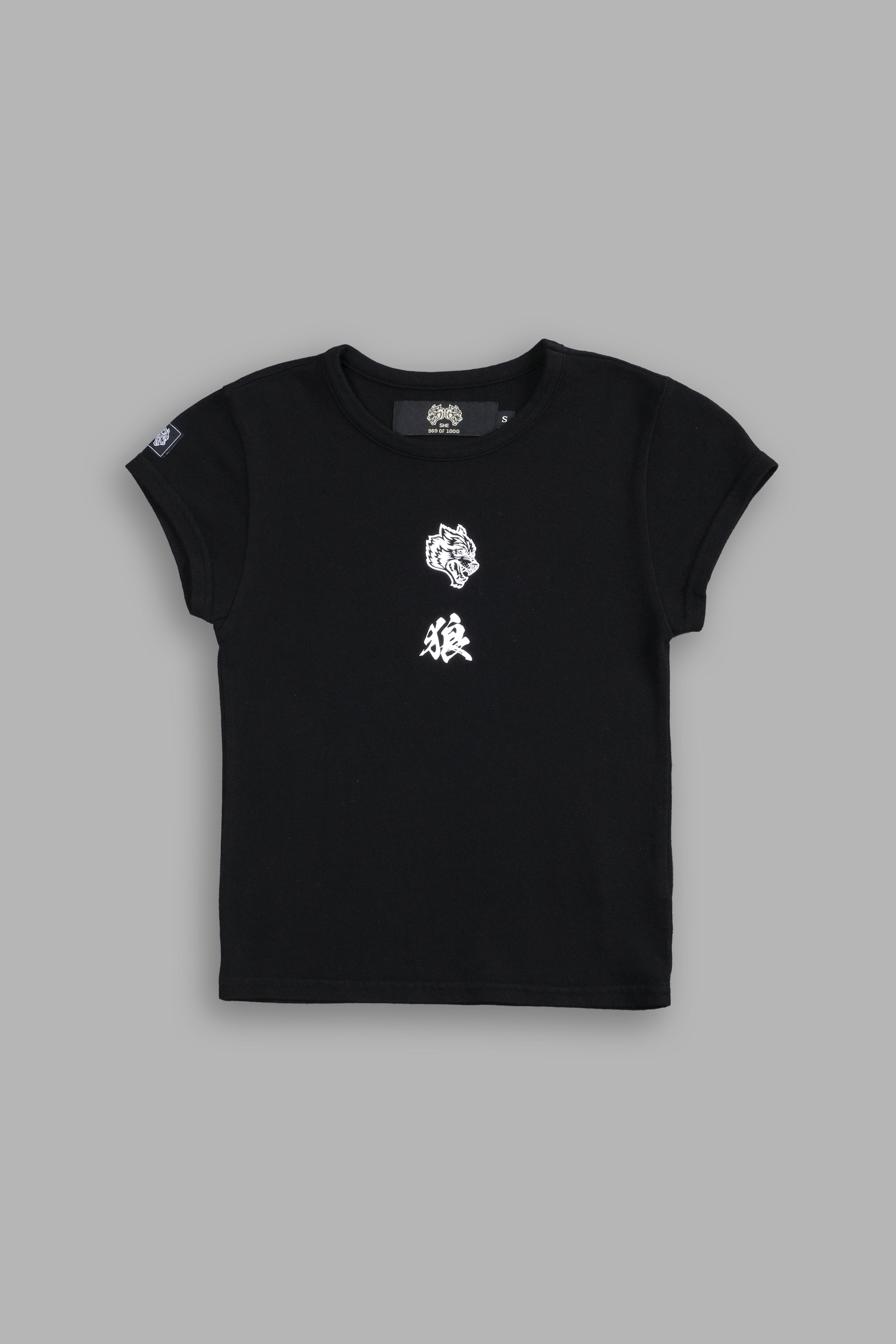 Bushido Wolf Baby Tee in Black — imagem 3