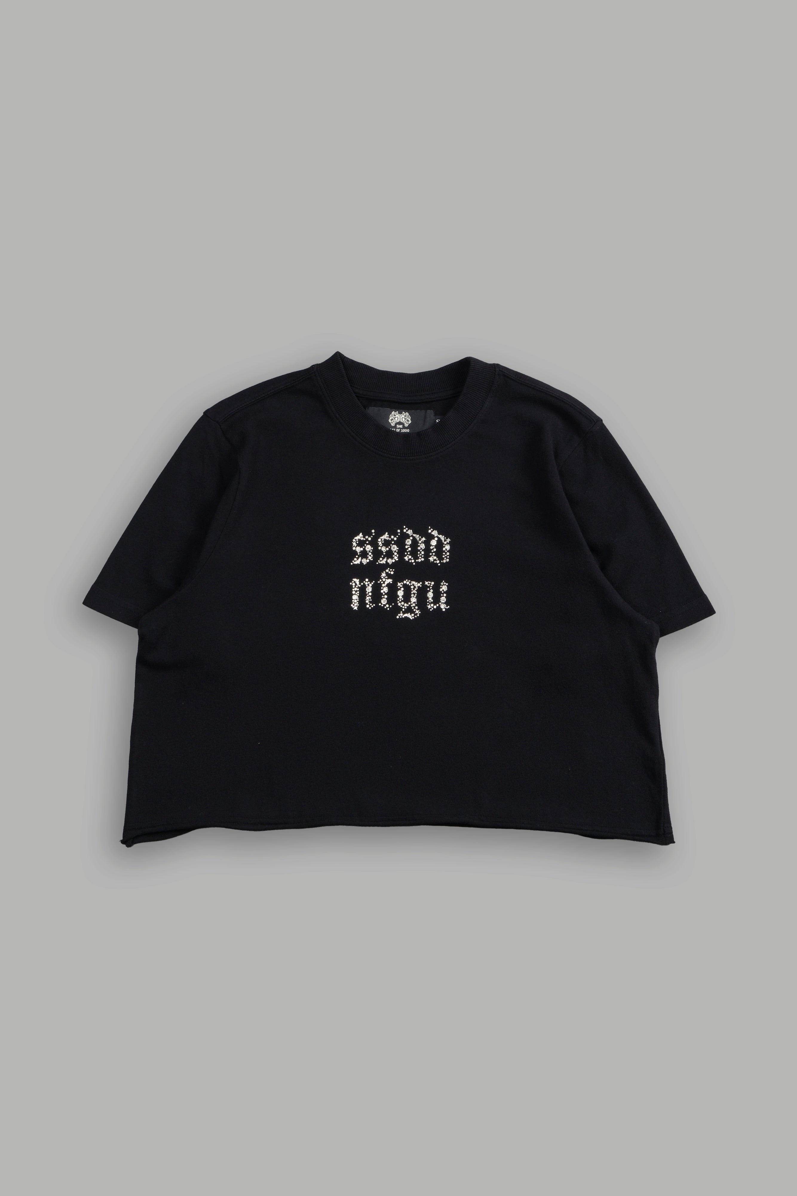 Crystal Code "Premium" Oversized (Cropped) Tee in Black — imagem 2