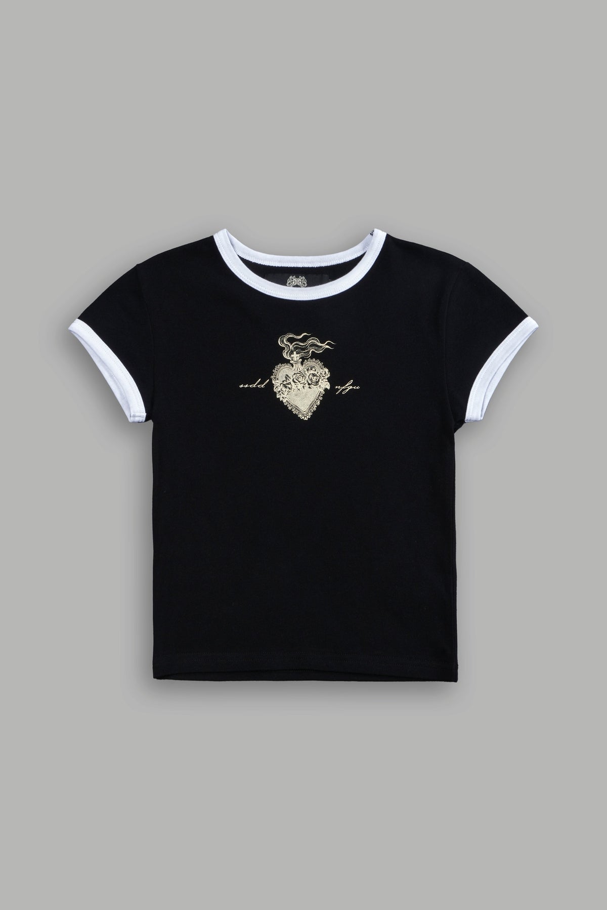 Sacred Flame Ringer "Baby" Tee in Black/White - imagem 5
