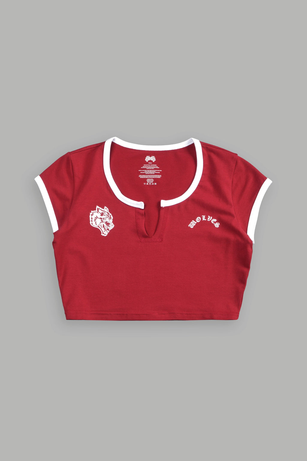 Wolves Chopper Josie Crop Baby Tee in Carmine Red