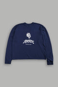 Okami Bushido Grunge Mid Length Raw Hem Ls Tee in Navy — imagem 1