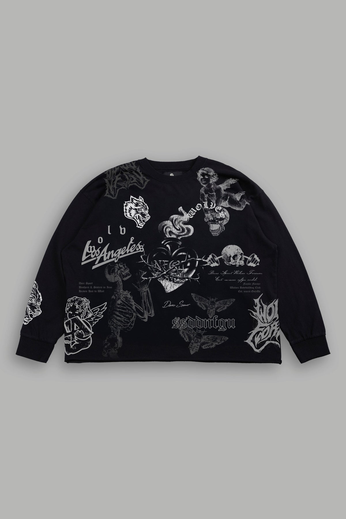 Homage To La Grunge Mid Length Raw Hem Ls Tee in Black - imagem 1