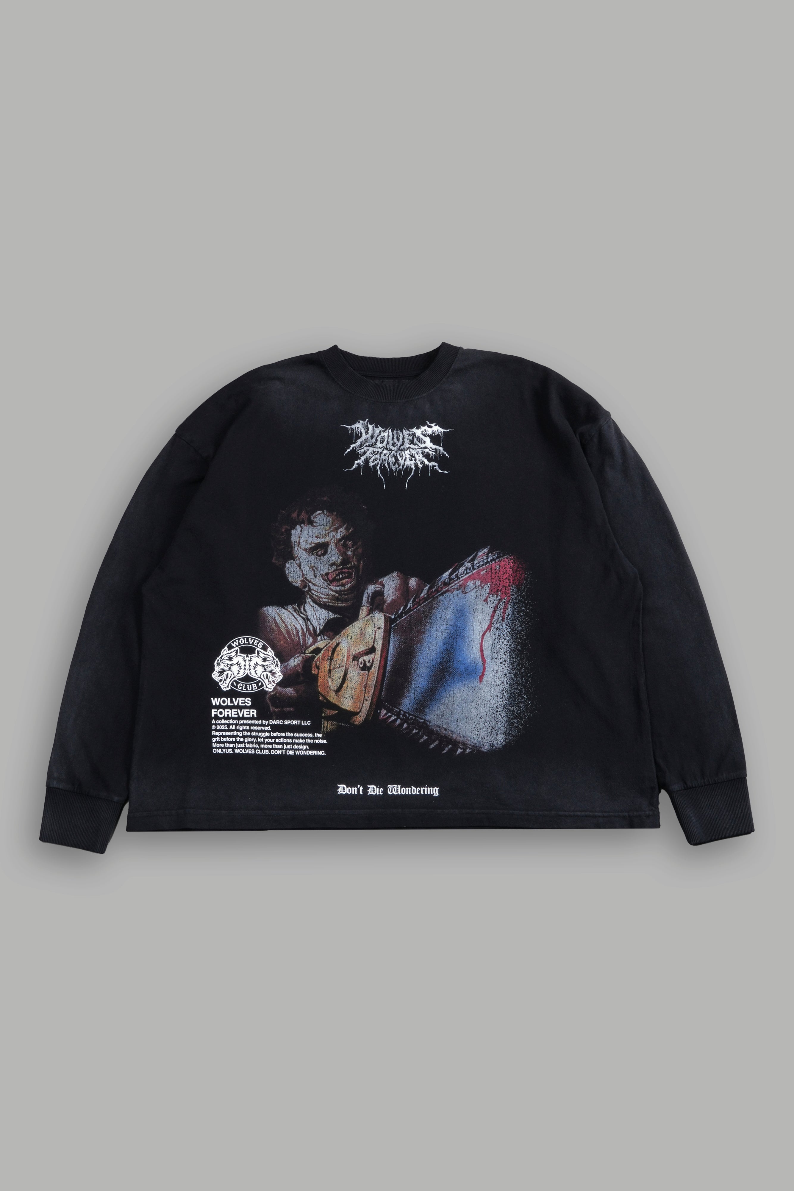 Nightmare Grunge "Box Cut" L/S Tee in Black Drift Wash — imagem 1