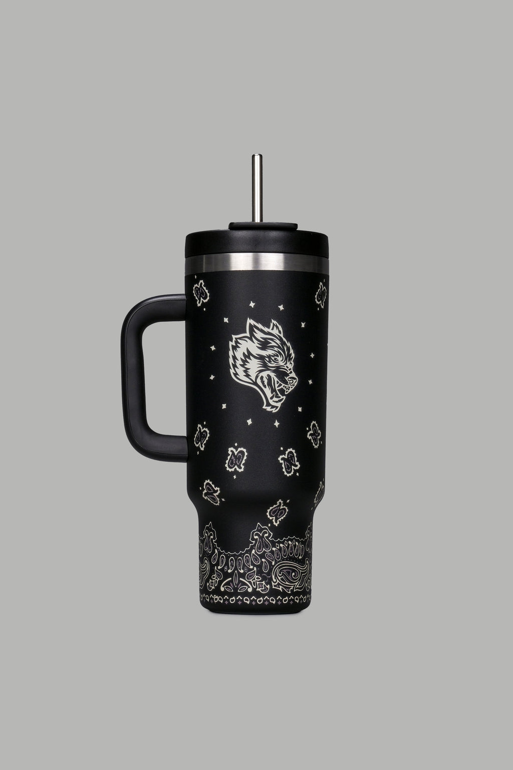 Western Wolf Travel Tumbler in Black — imagem 1
