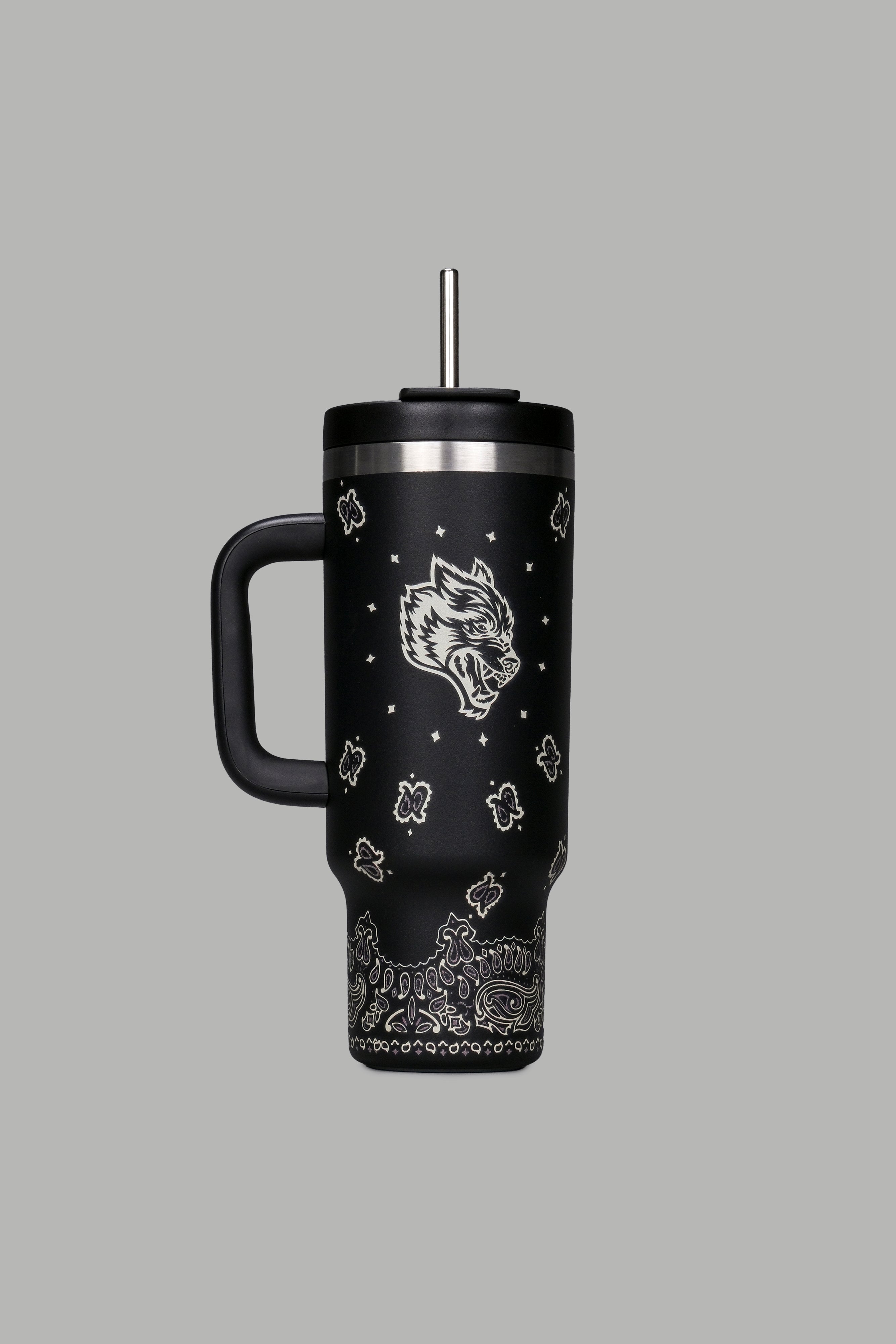 Western Wolf Travel Tumbler in Black — imagem 1