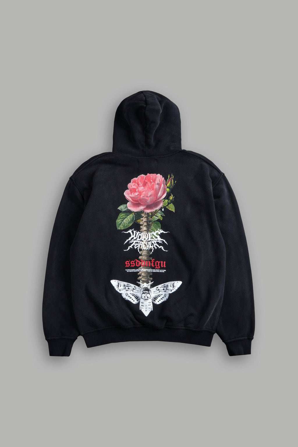 Mori Rose "Pierce" Hoodie in Black Drift Wash — imagem 1
