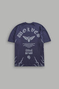 Wolves Never Back Down V2 Premium Oversized Tee in Storm Blue — imagem 1