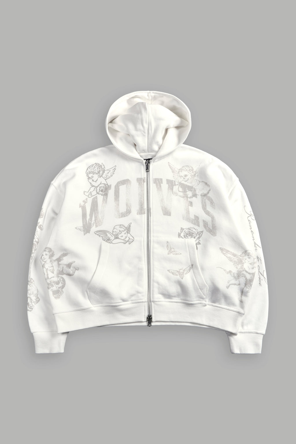 Fallen Cherub Vex Double Zip Hoodie in Cream — imagem 1