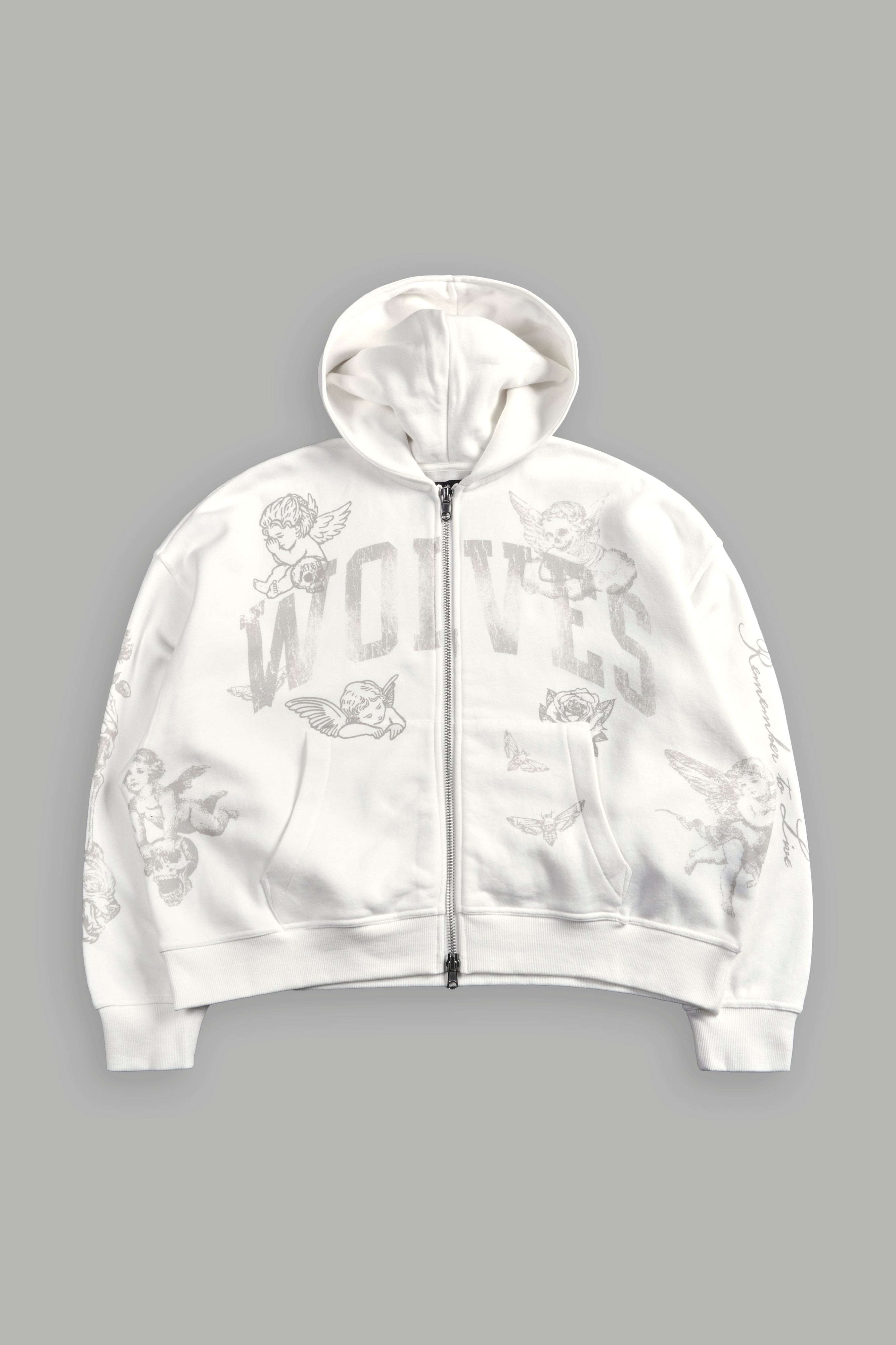 Fallen Cherub Vex Double Zip Hoodie in Cream — imagem 1