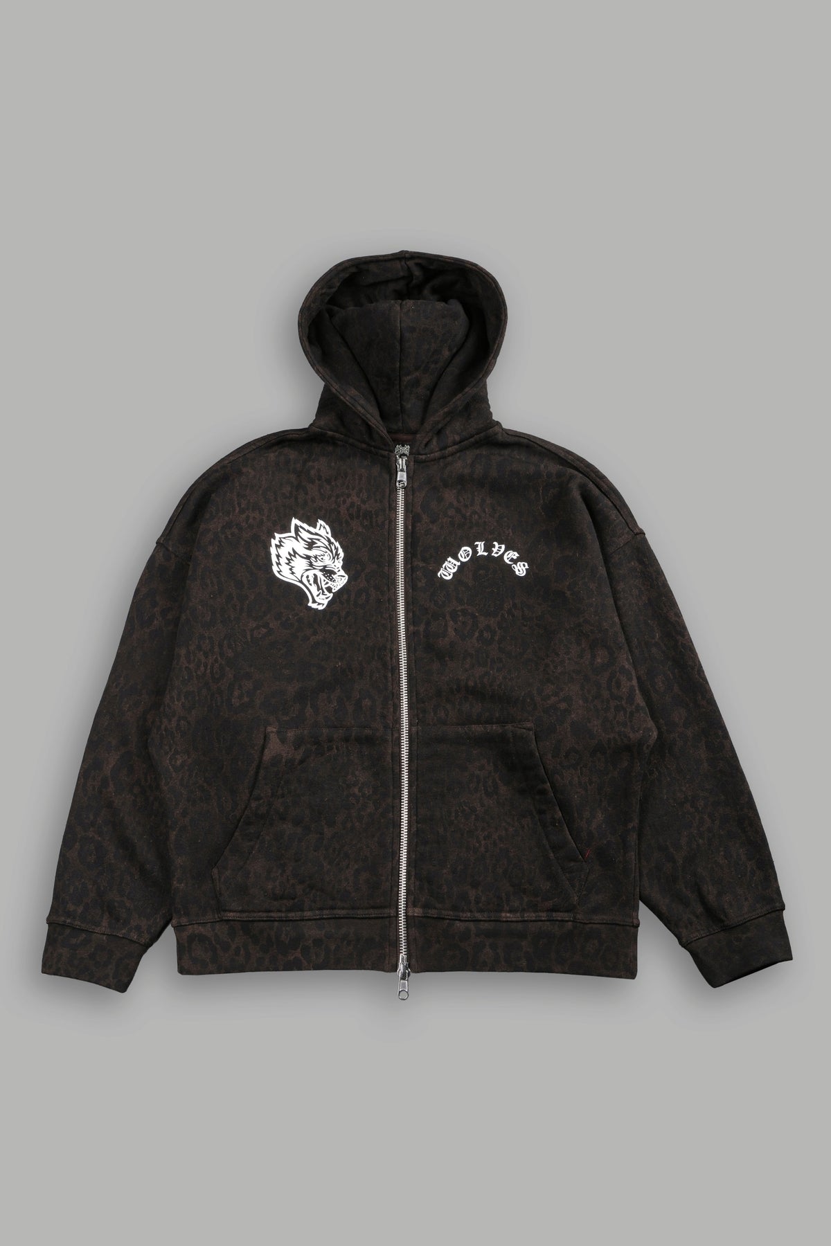 Wolves Chopper Anya Premium Double Zip Hoodie in Darc Brown Leopard - imagem 7