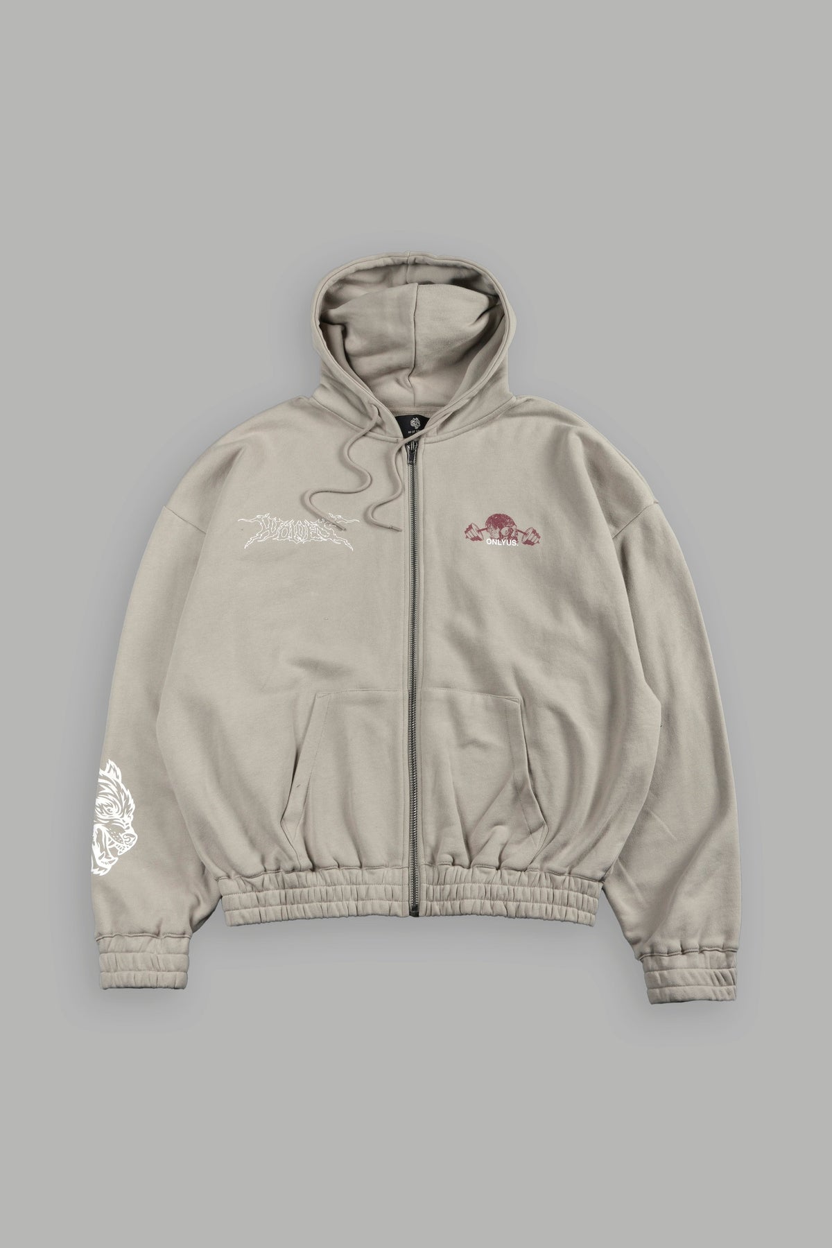 Wolves Bodybuilding Club Chambers Zip Hoodie In Cactus Gray - imagem 1