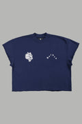 Wolf Pyramid Raw Hem Box Cut Cap Sleeve London Crewneck In Navy - imagem 1