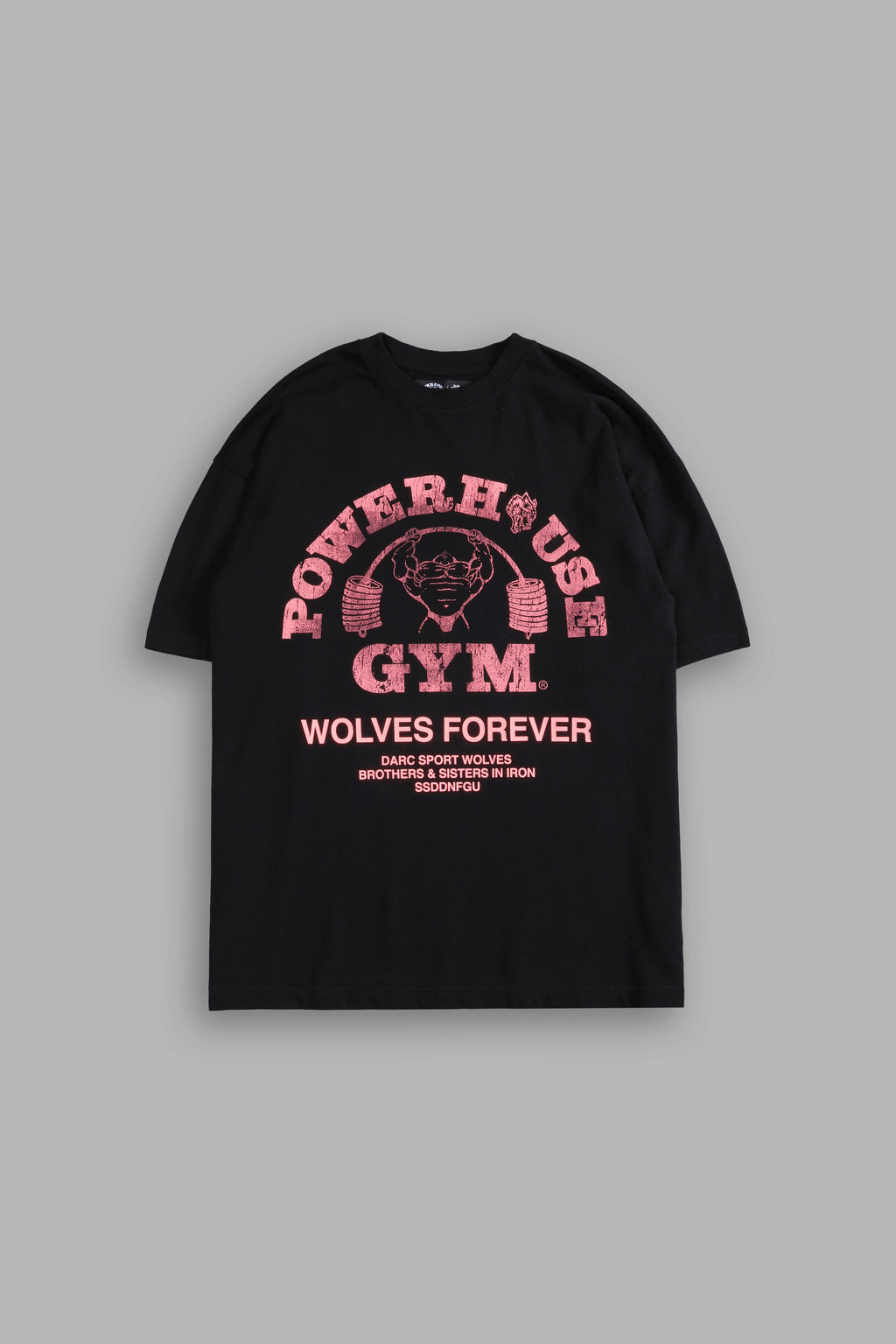 Powerhouse Of The Wolves V2"Premium" Oversized Tee in Black/Neon Pink — imagem 1
