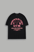 Powerhouse Of The Wolves V2"Premium" Oversized Tee in Black/Neon Pink — imagem 1