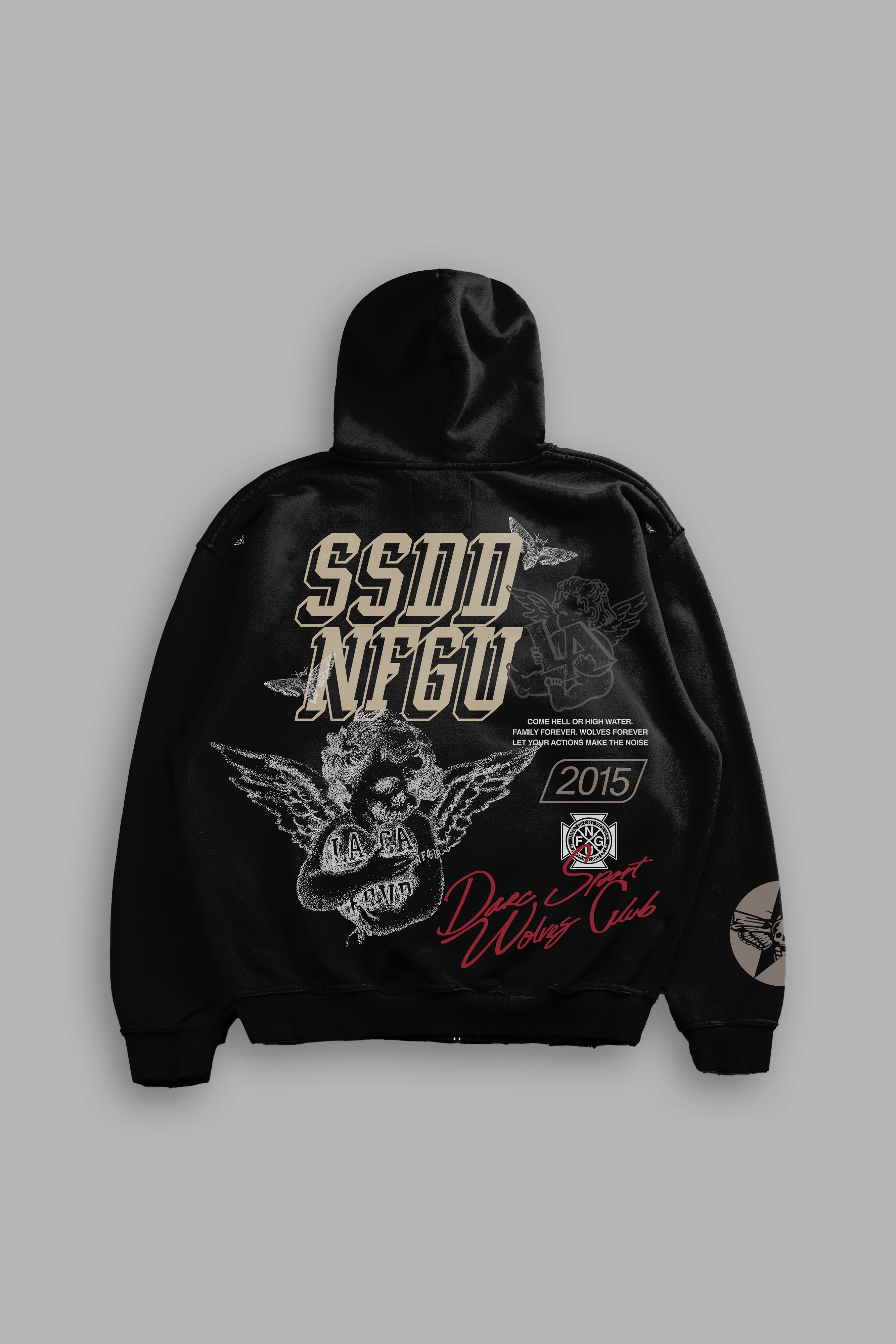 La Ca Frvr Grunge Moatis Zip Hoodie in Black — imagem 1
