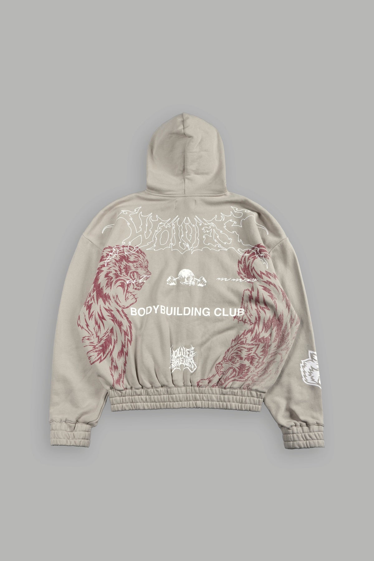 Wolves Bodybuilding Club Chambers Zip Hoodie In Cactus Gray - imagem 3