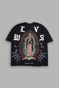 Dama De Las Rosas Premium Oversized Tee In Black