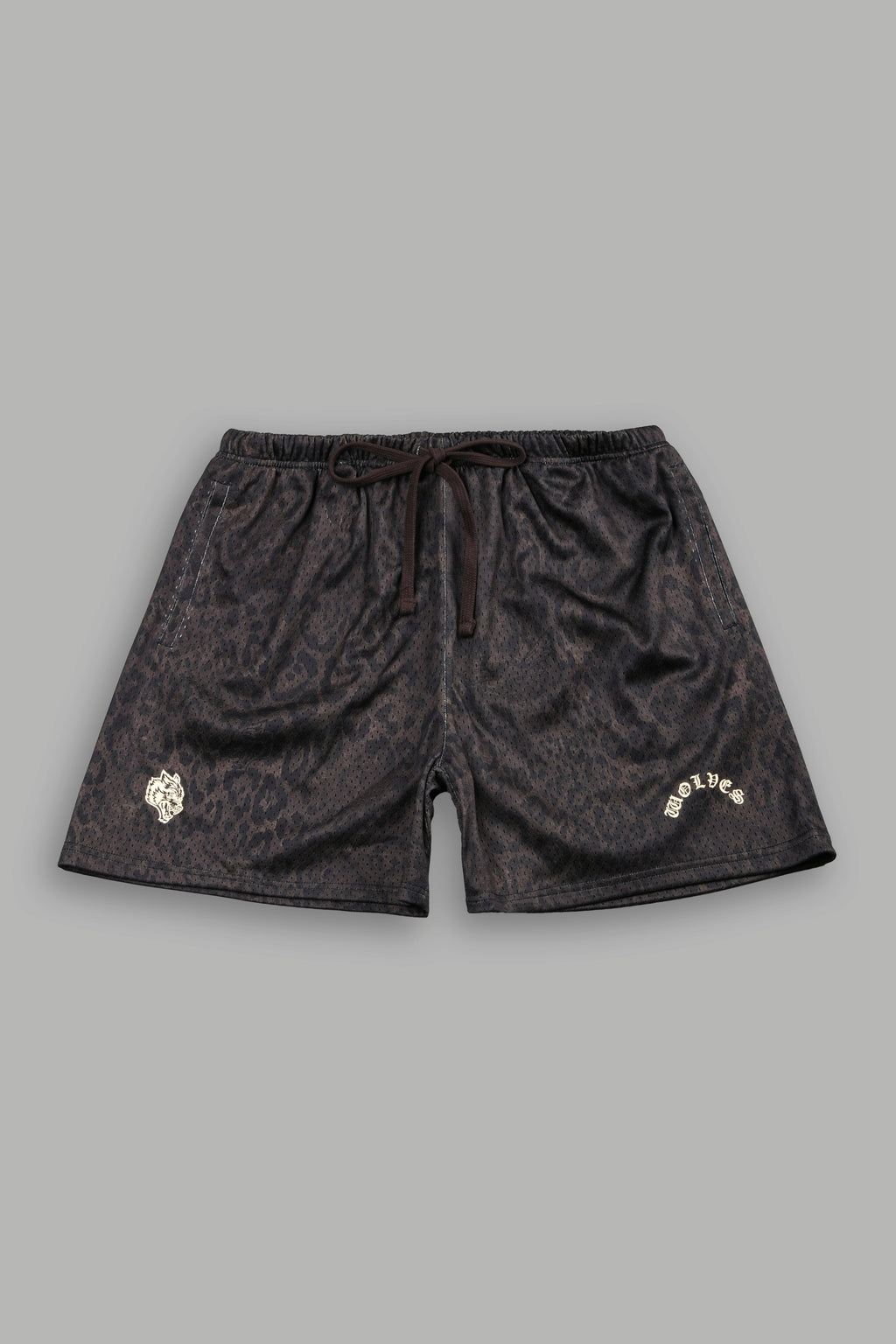Wolf Chopper Mesh Shorts in Darc Brown Leopard