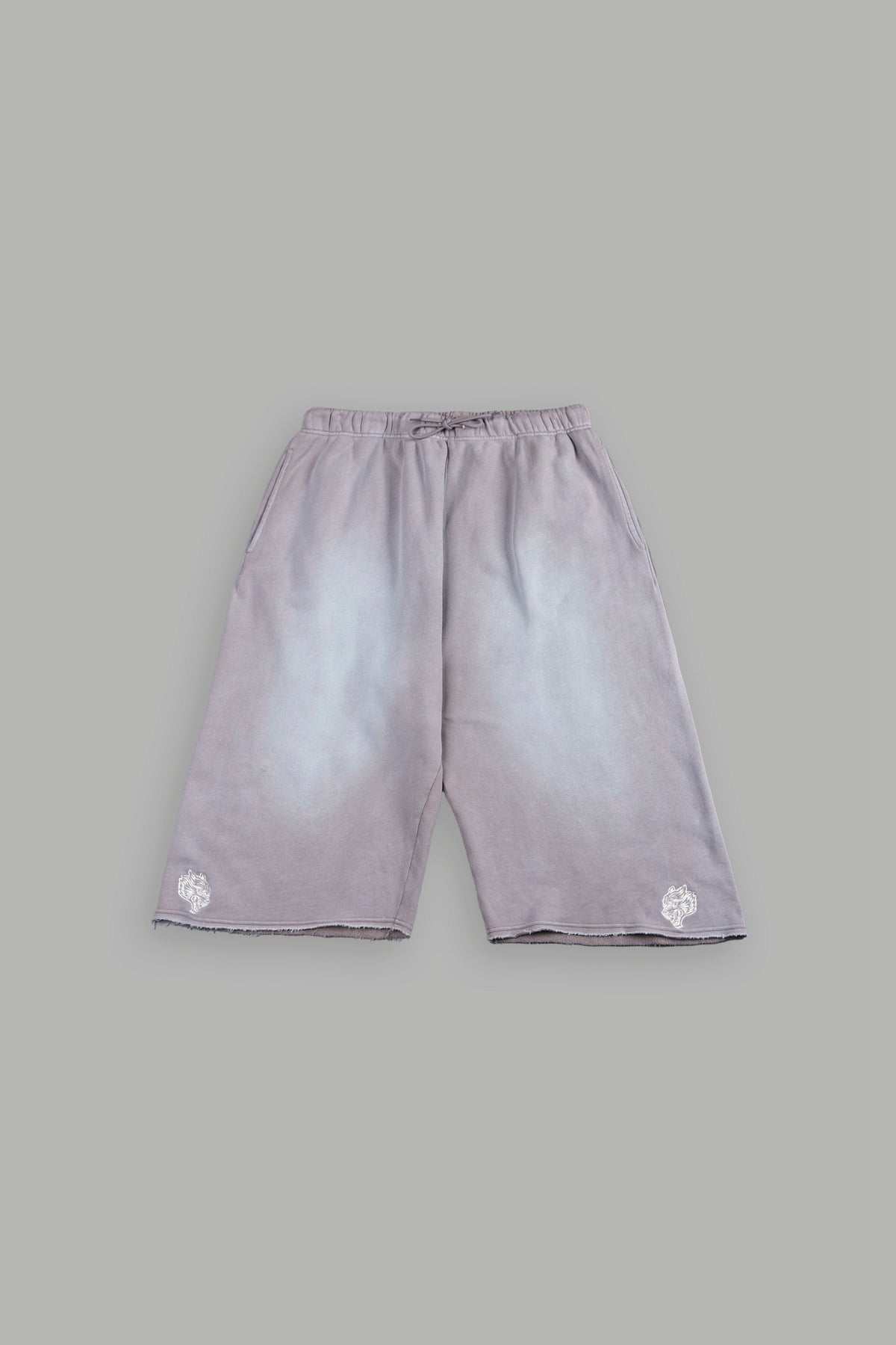 Dual Wolf Capri Sweat Pants In Pale Gray Super Sun Fade