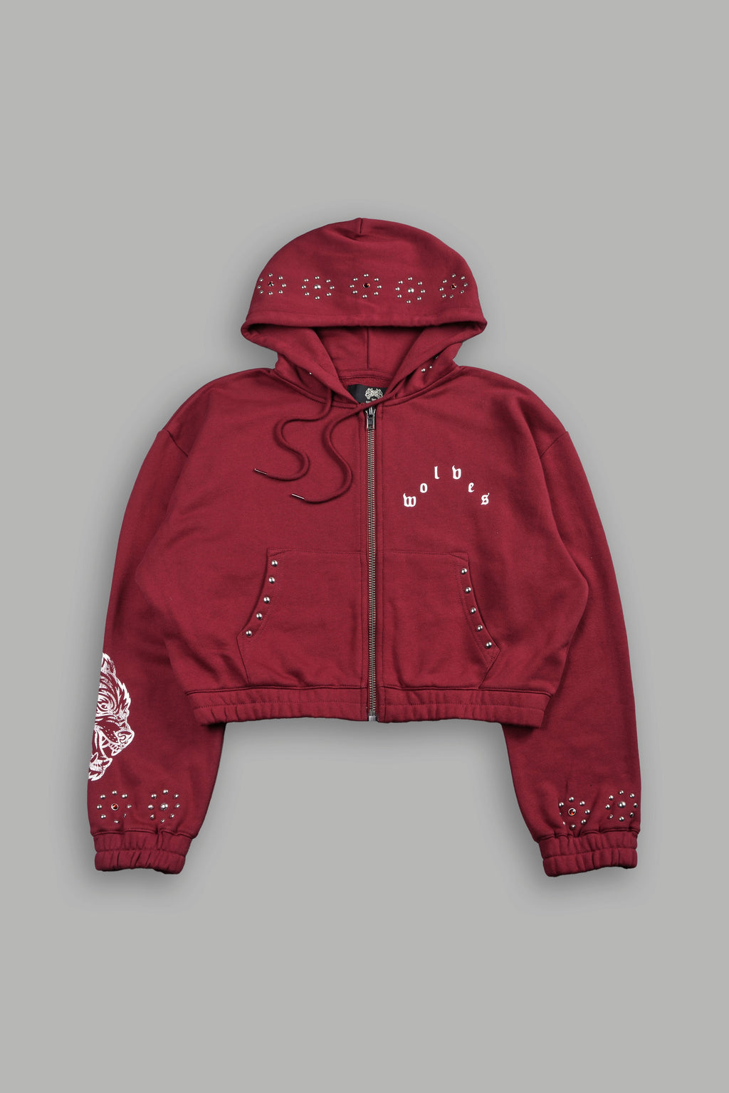 Stud Lobo Chambers Cropped Zip Hoodie In Cherry Red