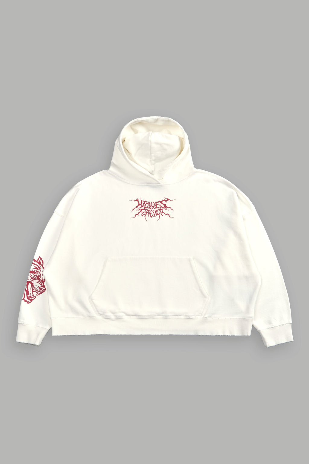 Slasher Destroyed Grunge "Gage Box Cut" Hoodie in Cream — imagem 1