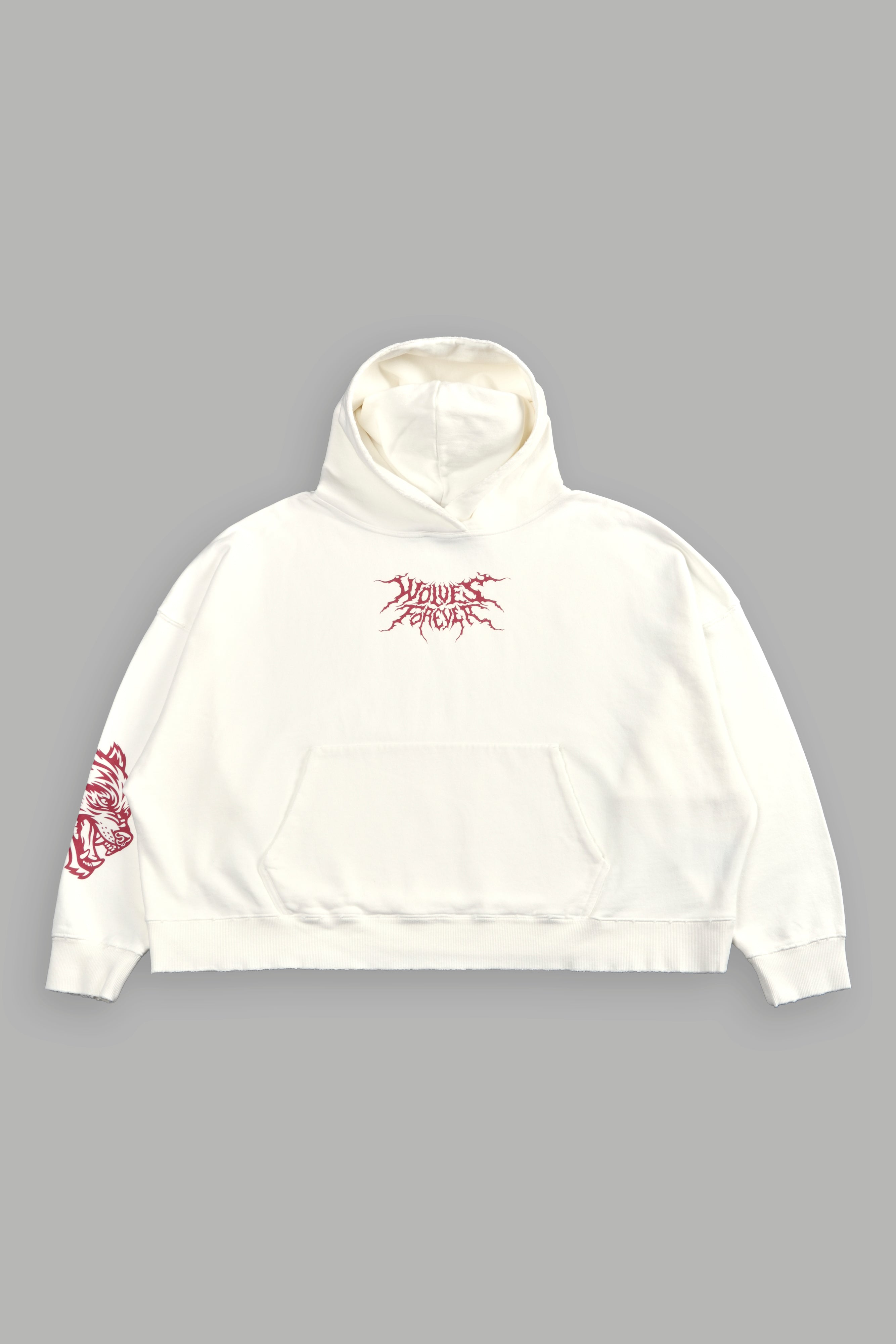 Slasher Destroyed Grunge "Gage Box Cut" Hoodie in Cream — imagem 1