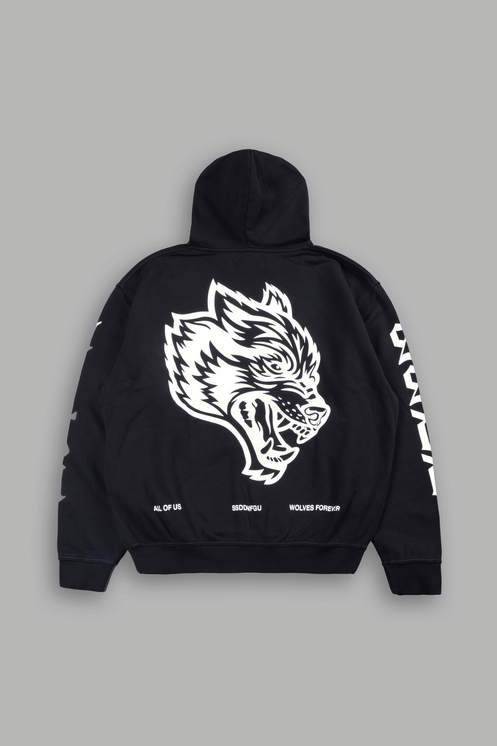 Big Wolf Head Pierce Hoodie In Black - imagem 1