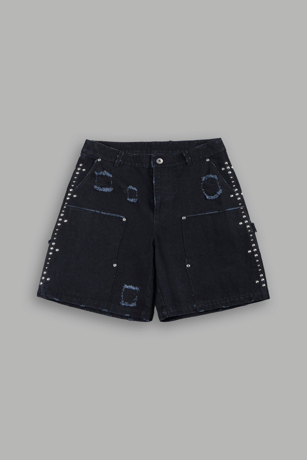 Wolves Heritage Distressed Denim Carpenter Shorts In Black - imagem 1
