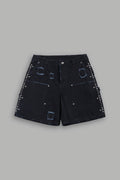 Wolves Heritage Distressed Denim Carpenter Shorts In Black - imagem 1