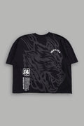 Okami Inferno Distressed Grunge Box Cut Tee V2 in Black — imagem 1