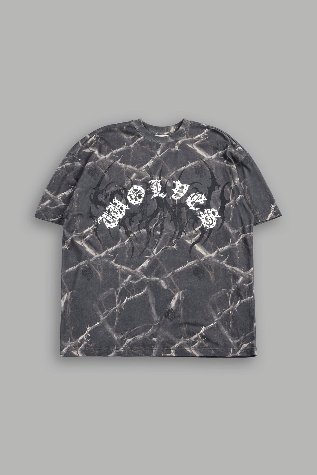 Studded Mantra Premium Oversized Tee In Darc Thorns