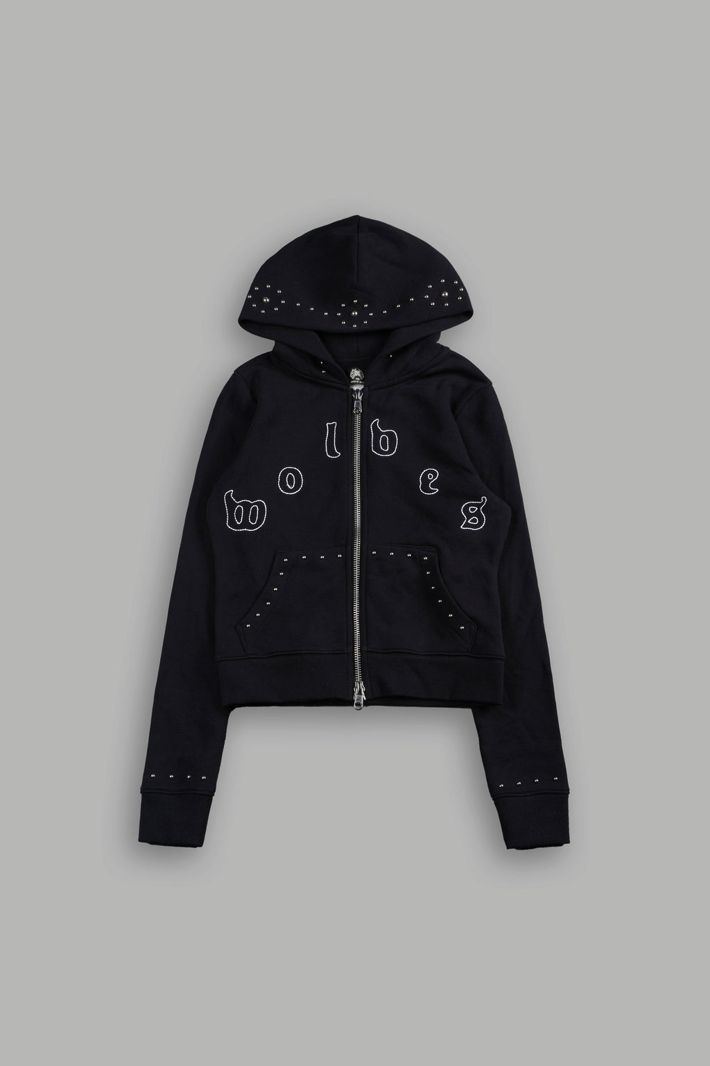 Stud Lobo Iris Zip Up Hoodie In Black