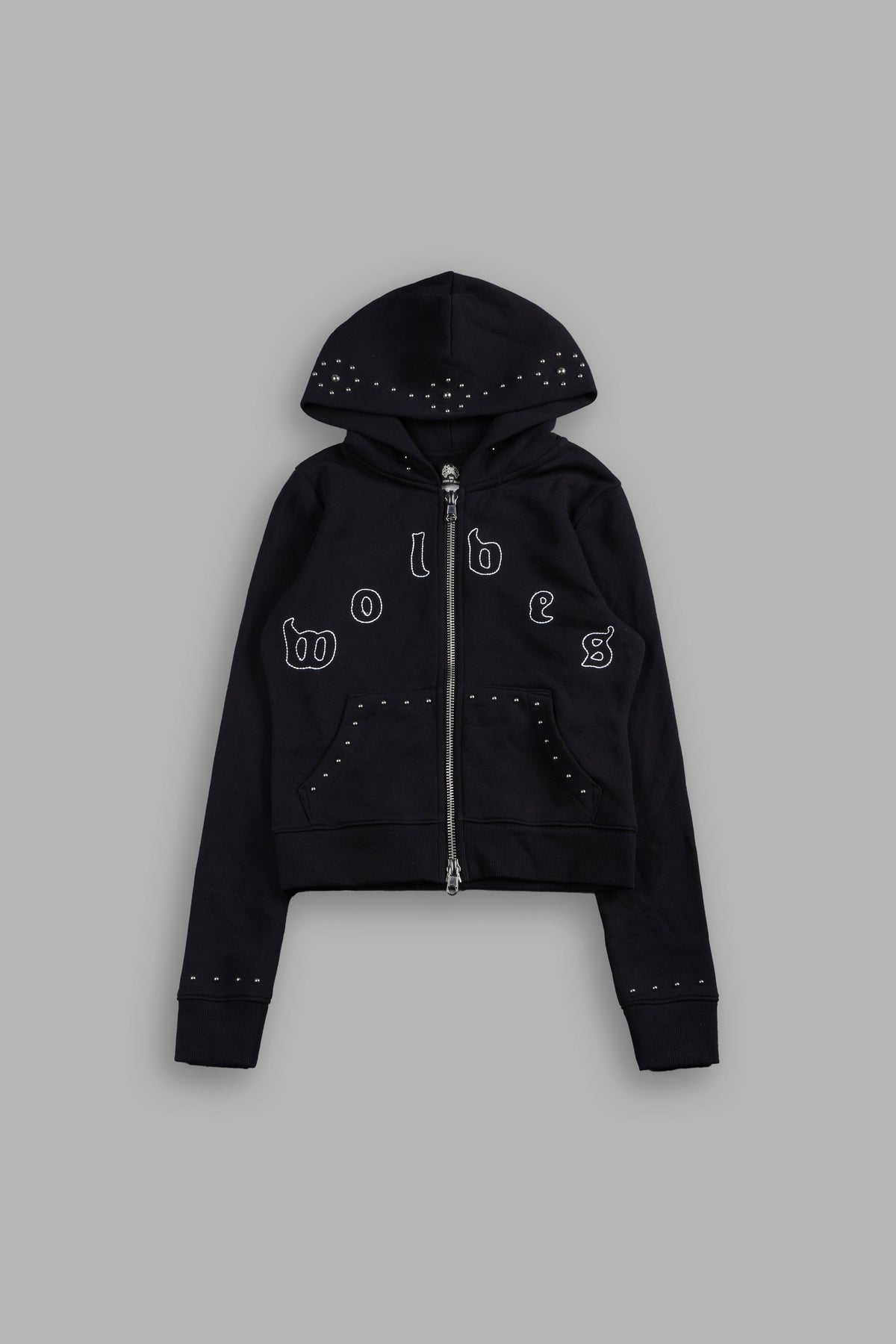 Stud Lobo Iris Zip Up Hoodie In Black