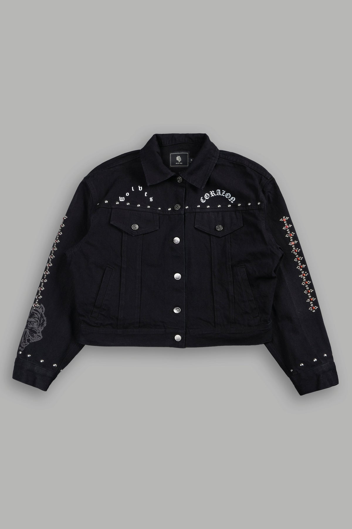 Wolves Pyramid She American Denim Jacket In Black