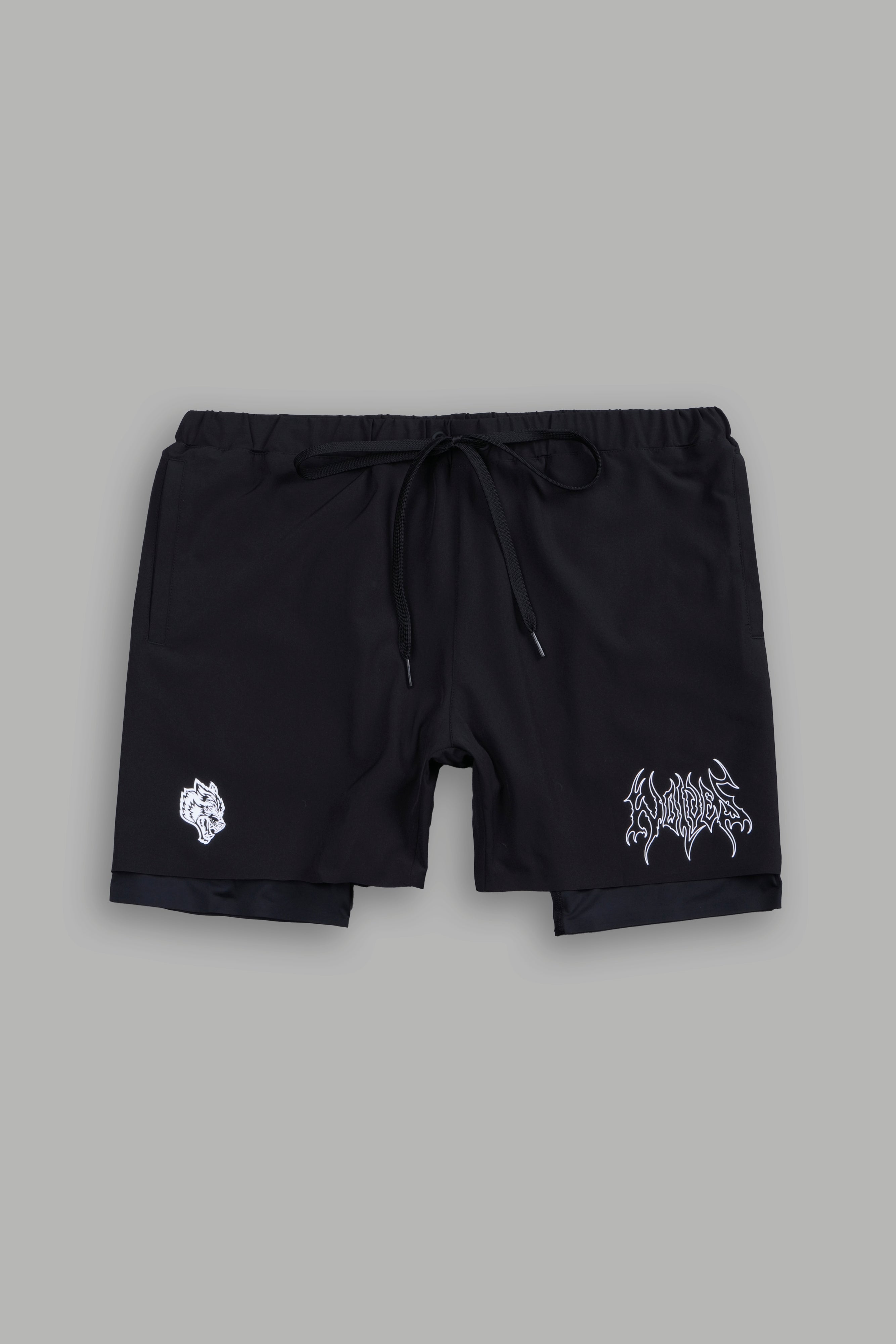 Wolf Hesh Compression Shorts in Black
