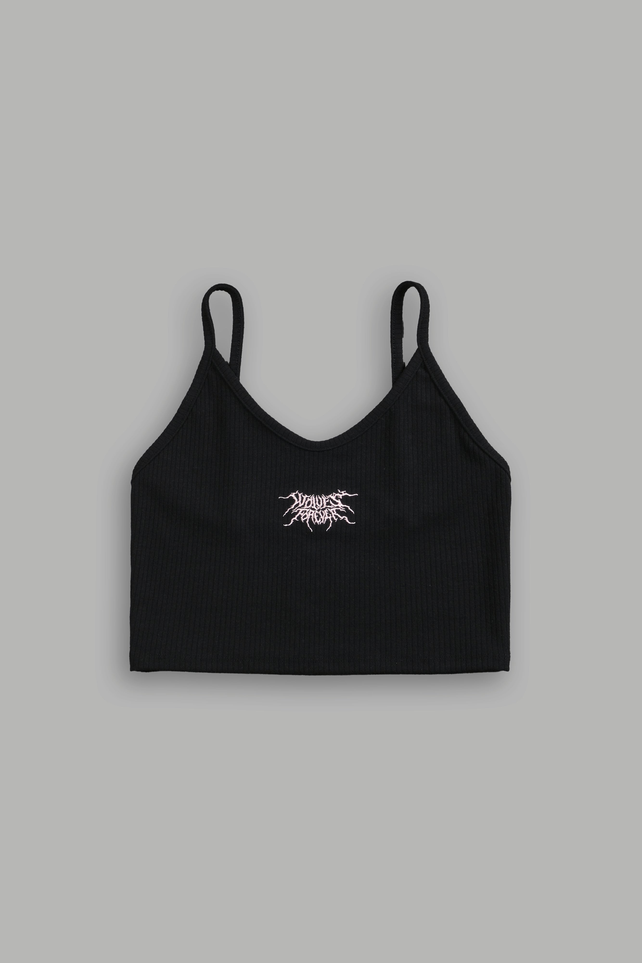 Forged From Iron Spaghetti Crop Tank in Black — imagem 3