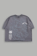 Okami Inferno Distressed Grunge Box Cut Tee V2 in Slate Gray — imagem 1