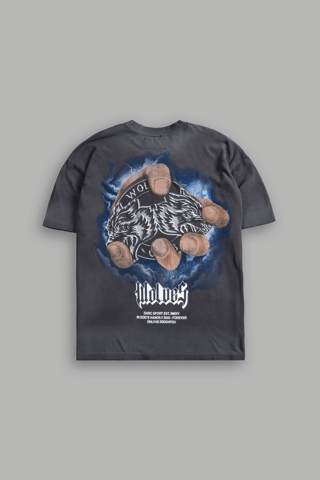 In God's Hands "Premium" Oversized Tee in Wolf Gray Drift Wash — imagem 1