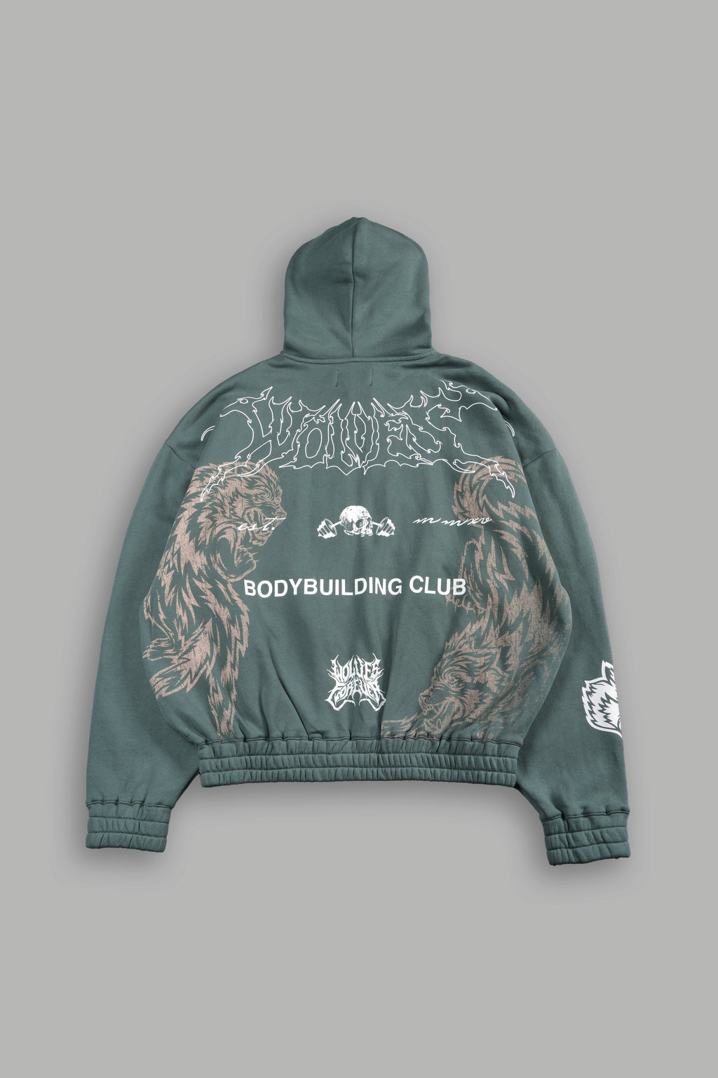 Wolves Bodybuilding Club Chambers Zip Hoodie In Hunter Green - imagem 3