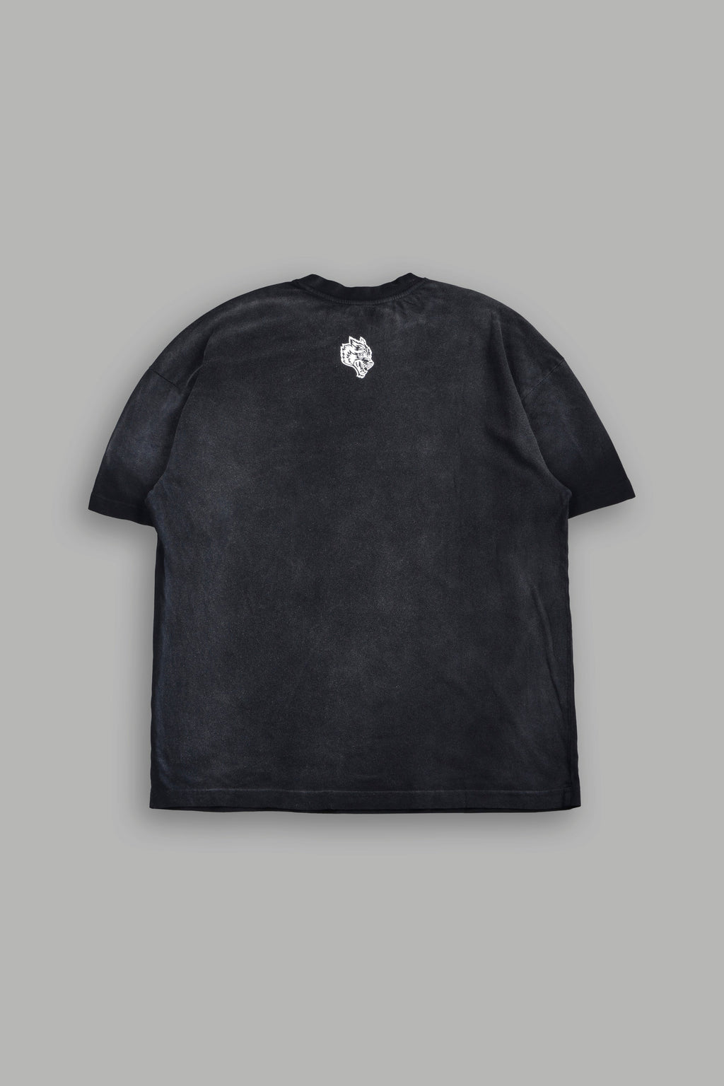 Studded Mantra Premium Oversized Tee In Black Super Sun Fade