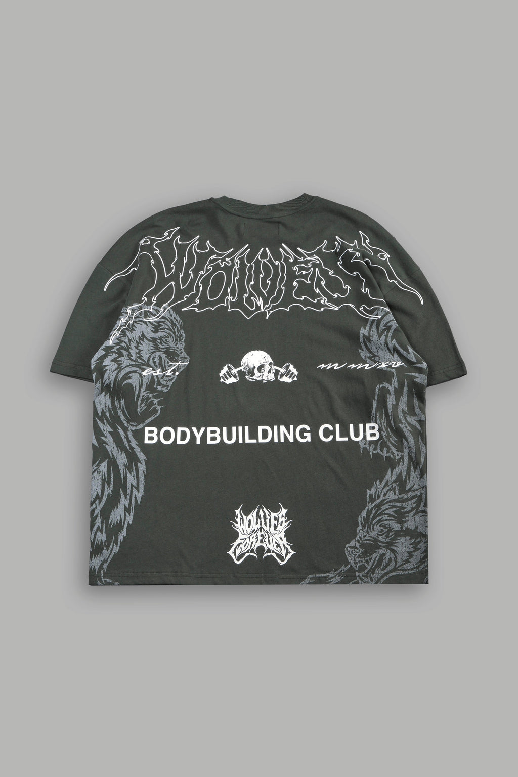 Wolves Bodybuilding Club Premium Tee In Green Ivy - imagem 1