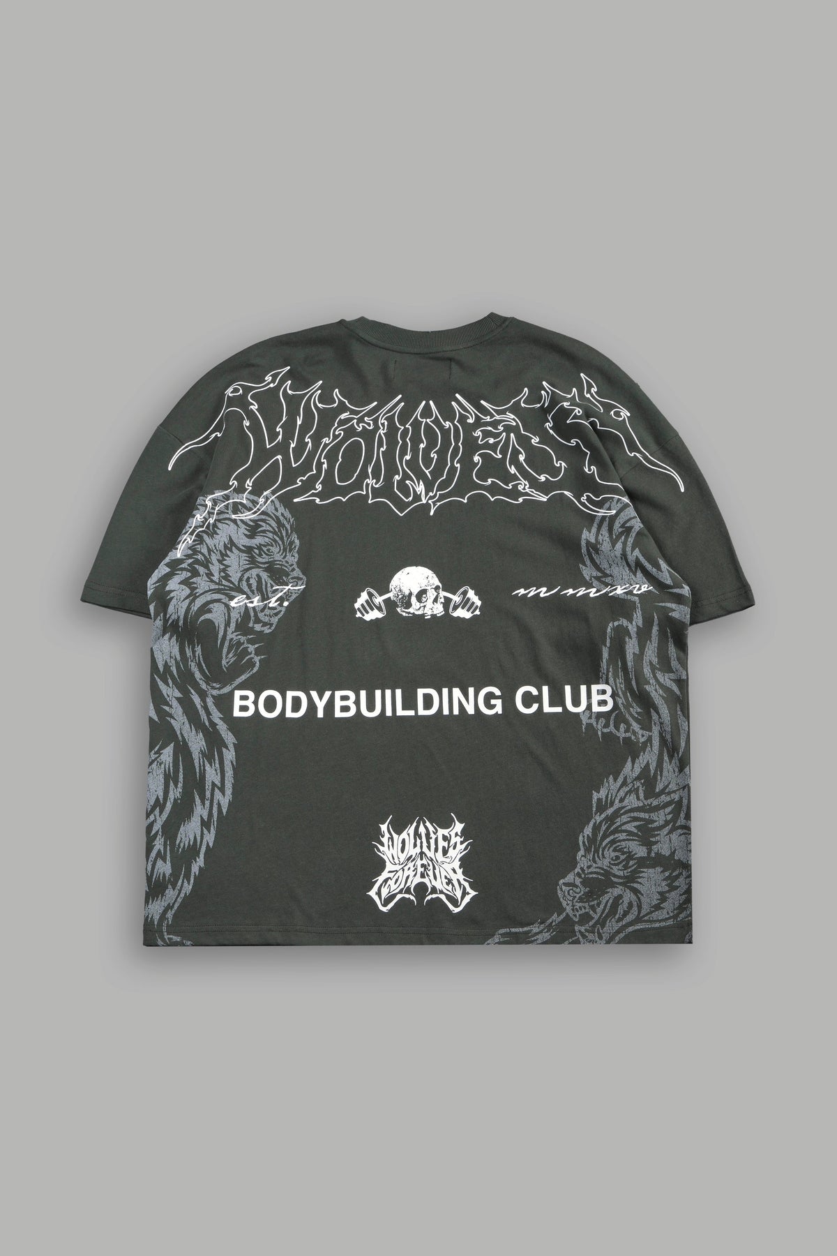 Wolves Bodybuilding Club Premium Tee In Green Ivy - imagem 1