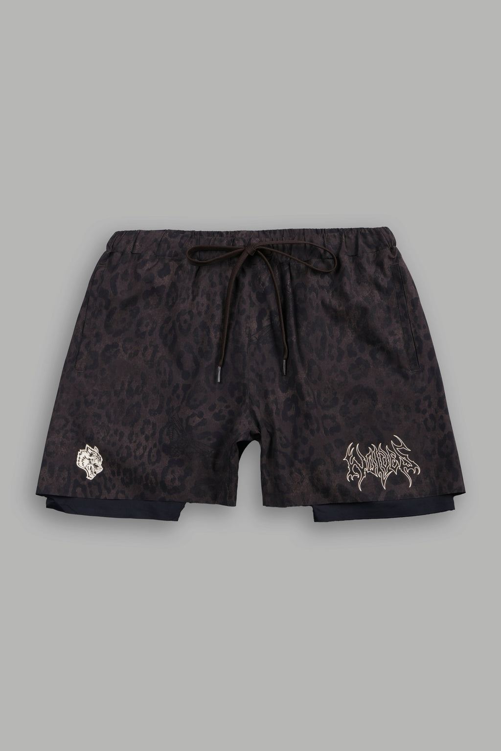 Wolf Hesh Compression Shorts in Darc Brown Leopard