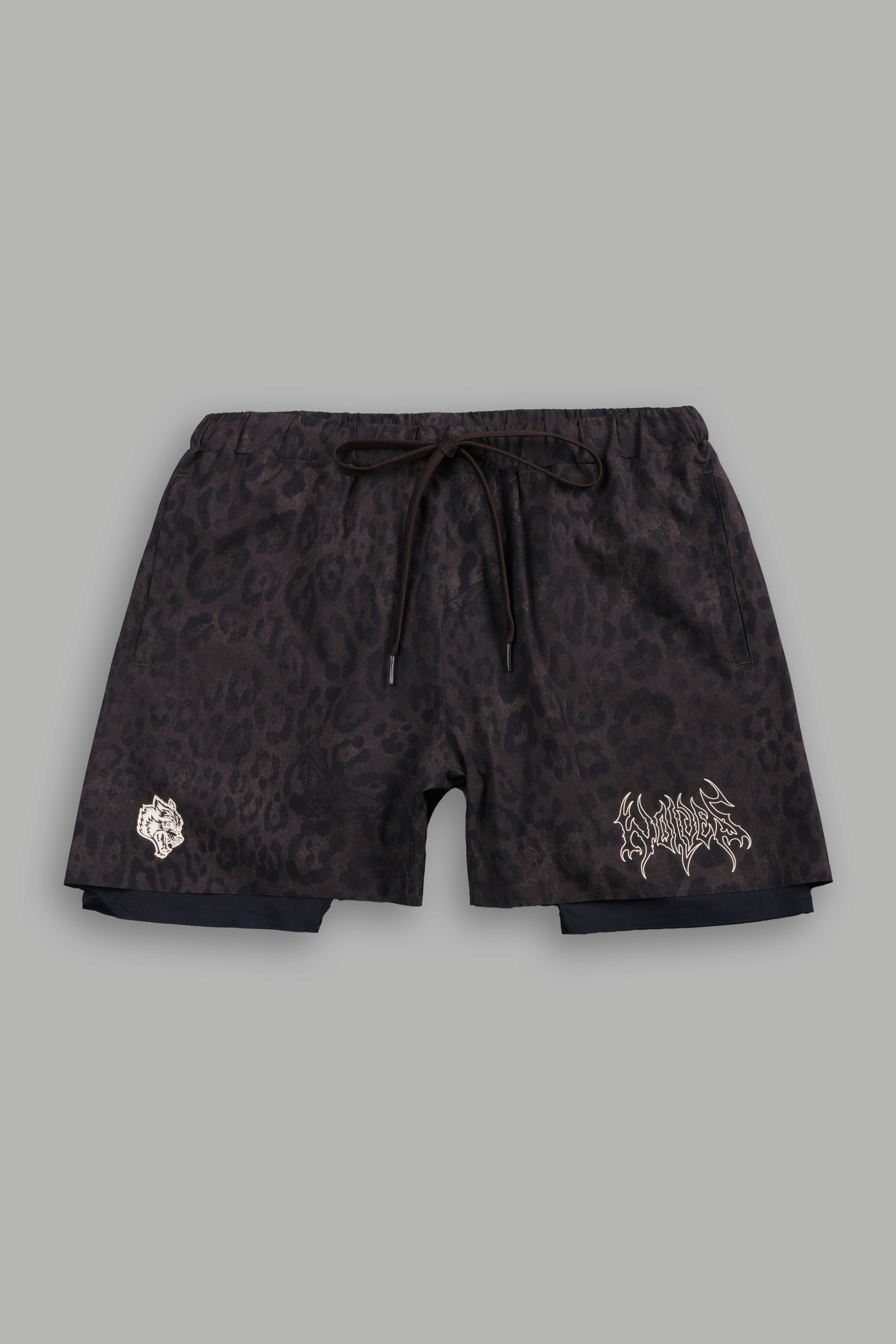 Wolf Hesh Compression Shorts in Darc Brown Leopard