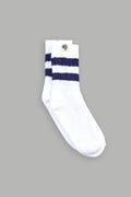 Wolf Patch V2 2 Stripe Comfy Socks in White/Royal Navy — imagem 1