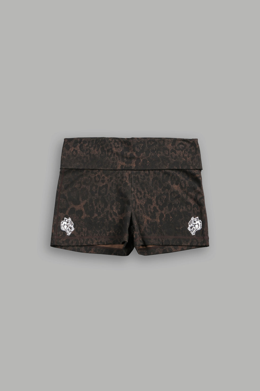 Dual Fold Over Shorts in Darc Brown Leopard