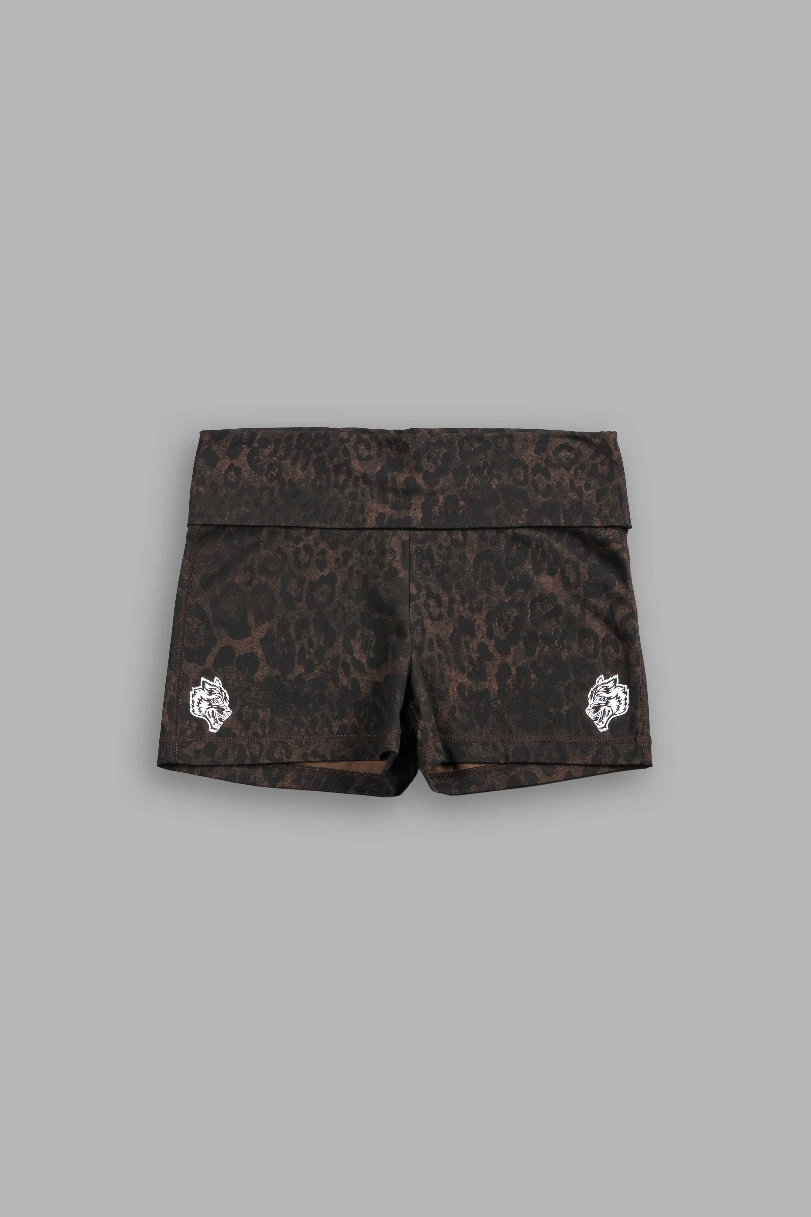 Dual Fold Over Shorts in Darc Brown Leopard